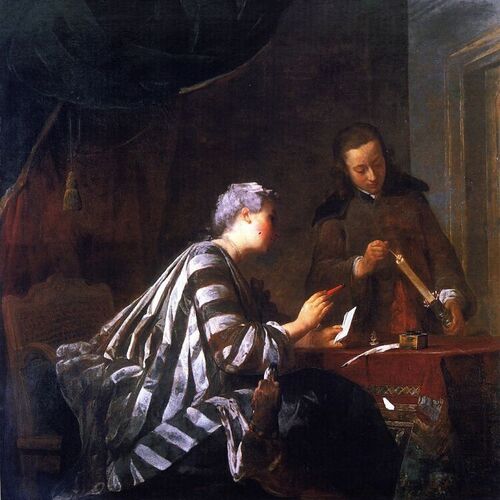 Woman Sealing a Letter