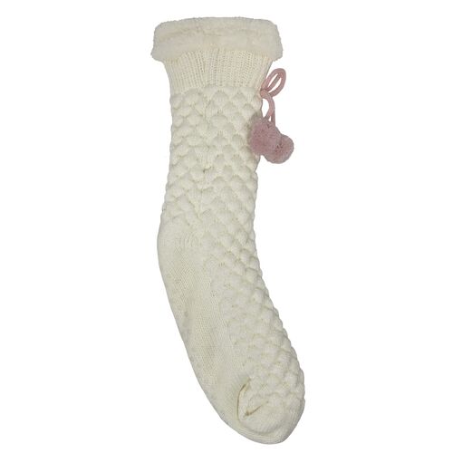 Bramble Ladies Non Slip Cosy Popcorn Slipper Socks