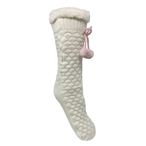 Bramble Ladies Non Slip Cosy Popcorn Slipper Socks