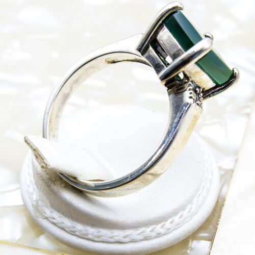 Flat Cut Onyx Stone with Marcasite set on 925 Sterling Silver Ring