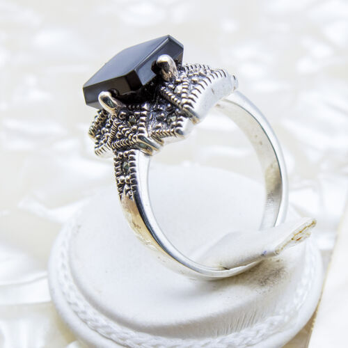 Black Onyx with Marcasite on 925 Sterling Silver Ring