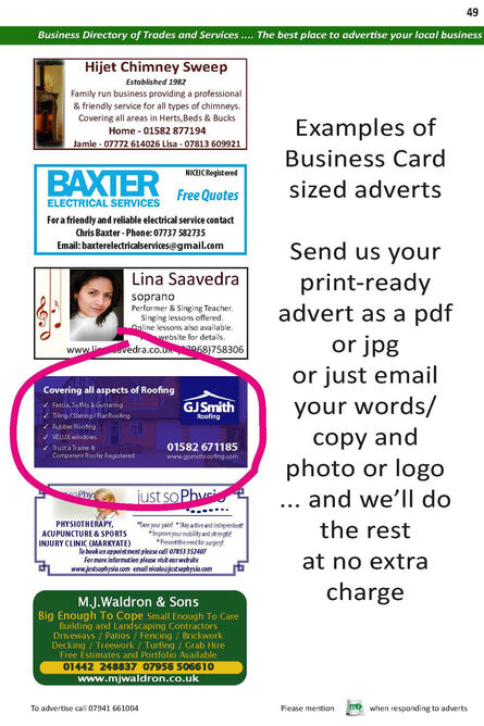 Business Card Sized Advert