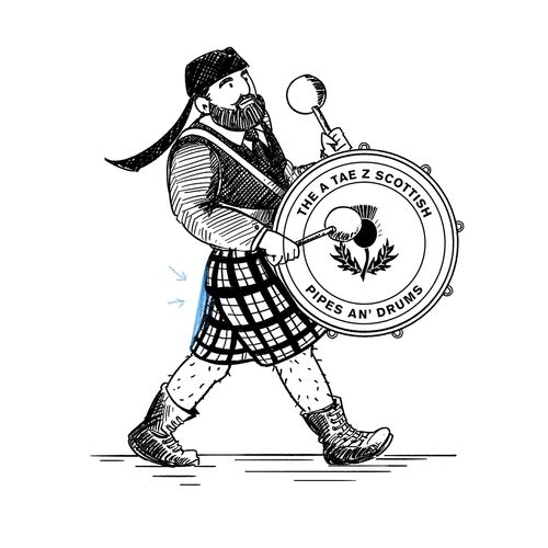 HERE THEY COME!  THE SCOTTISH PIPES AN' DRUMS