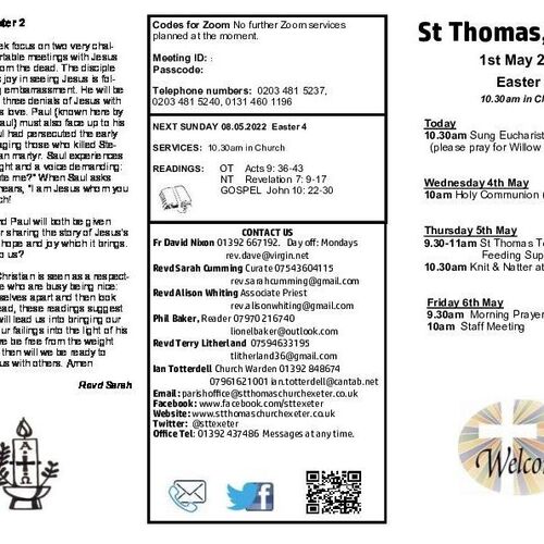 Pew Sheet | The Parish of St Thomas, Exeter