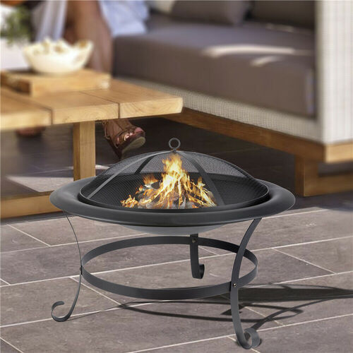 22inch Large Iron Round Bowl Fire Pit - Outdoor Firepit for Garden and Patio