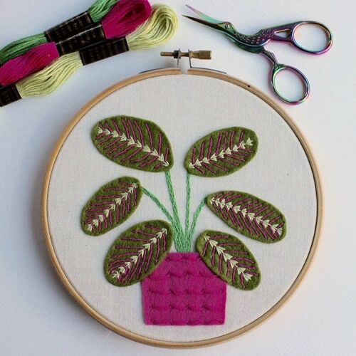 Embellished Elephant Prayer Plant Felt Embroidery Kit