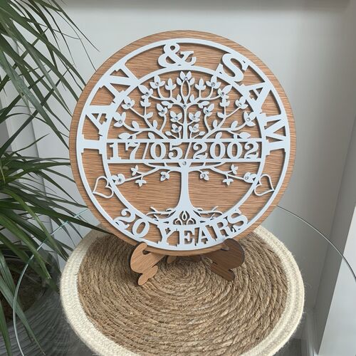 Personalised Tree of Life Anniversary Plaque – Custom Names & Date