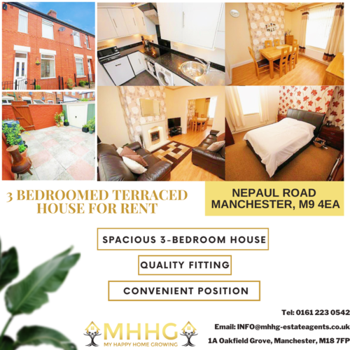 3 BEDROOMED TERRACED HOUSE FOR RENT