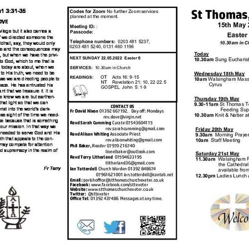 Pew Sheet | The Parish of St Thomas, Exeter