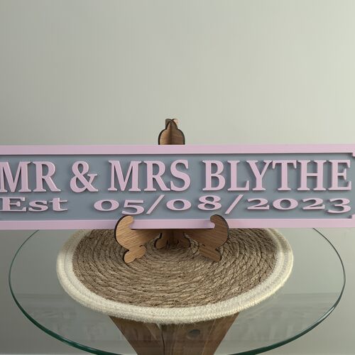 Contemporary Mr & Mrs Wedding Street Sign – 3D Wooden Plaque