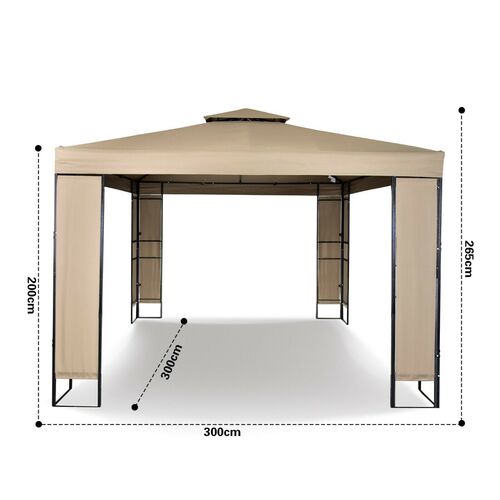 MAXIMUS® Garden Heavy Duty Gazebo 3m x 3m GAZEBO Pavilion Shelter Marquee Patio (GREY)