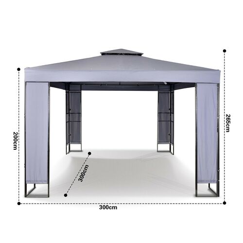 MAXIMUS® Garden Heavy Duty Gazebo 3m x 3m GAZEBO Pavilion Shelter Marquee Patio (GREY)