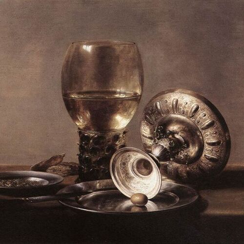 Still-life with Wine Glass and Silver Bowl