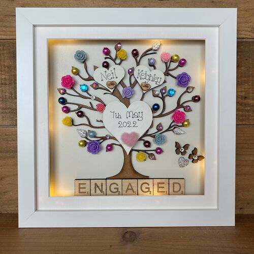 Personalised Engagement Frame with Names & Date – Tree Keepsake Gift
