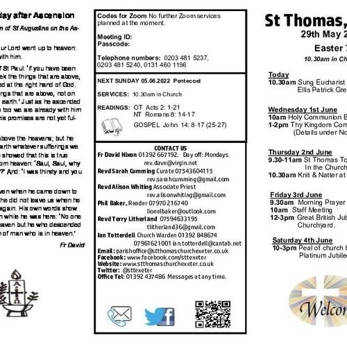 Pew Sheet | The Parish of St Thomas, Exeter
