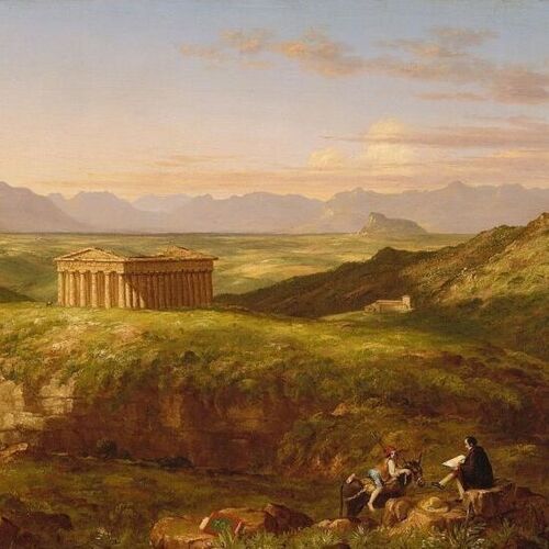 The Temple of Segesta with the Artist Sketching