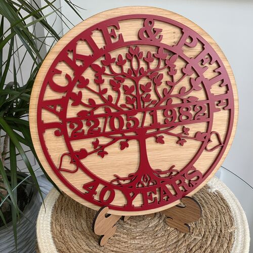 Personalised Tree of Life Anniversary Plaque – Custom Names & Date