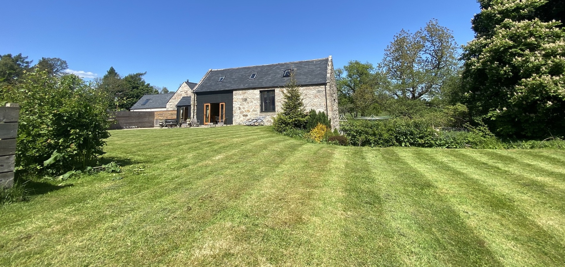 Rural holiday cottage garden Ballater