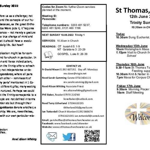 Pew Sheet | The Parish of St Thomas, Exeter
