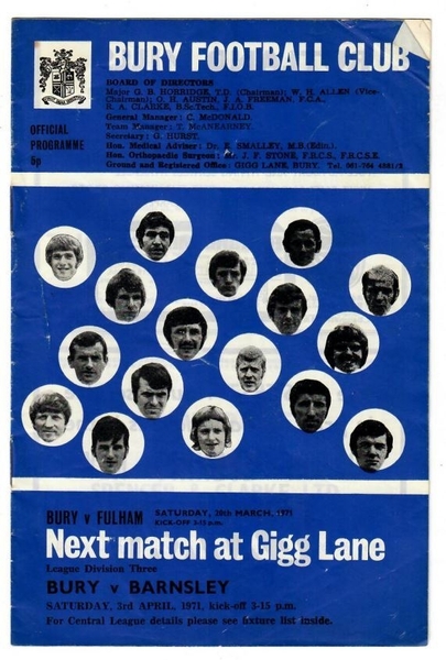 Bury football programmes
