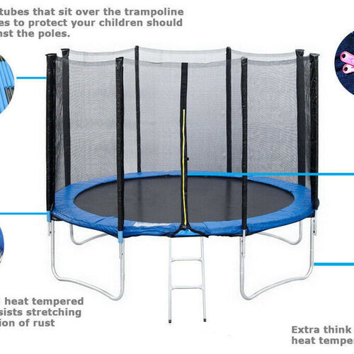 Trampoline 8FT with Enclosure Spring Cover & Ladder