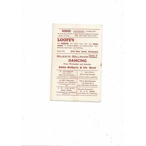 1953/54 Accrington Stanley v Chesterfield Football Programme October 3rd