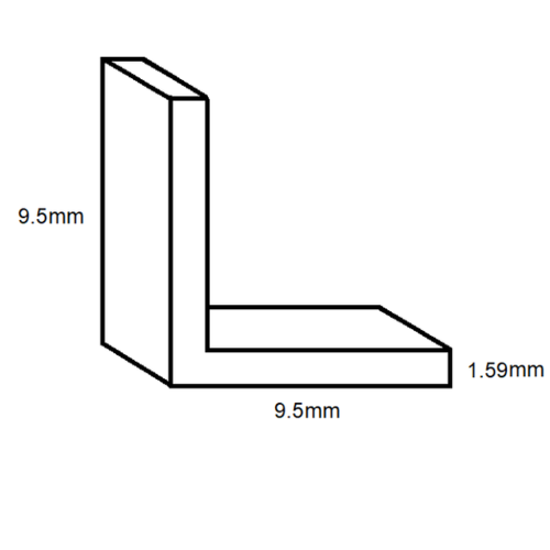 Aluminium Equal Angle- 9.5mm x 9.5mm x 1.59mm- Length 4000mm