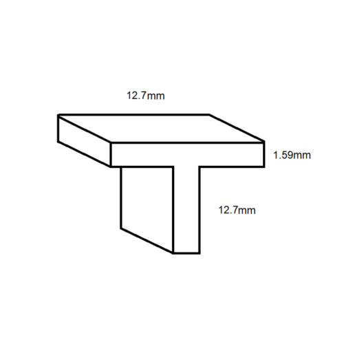 Aluminium T Section- 12.7mm x 12.7mm- Length 4000mm