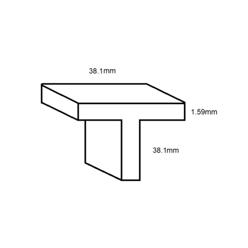 Aluminium T Section- 38.1mm x 38.1mm- Length 4000mm