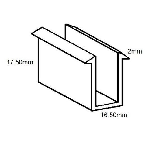 Aluminium U Channel (12.5mm internal) with wings- 27.5mm x 16.5mm x 2mm- Length 3150mm