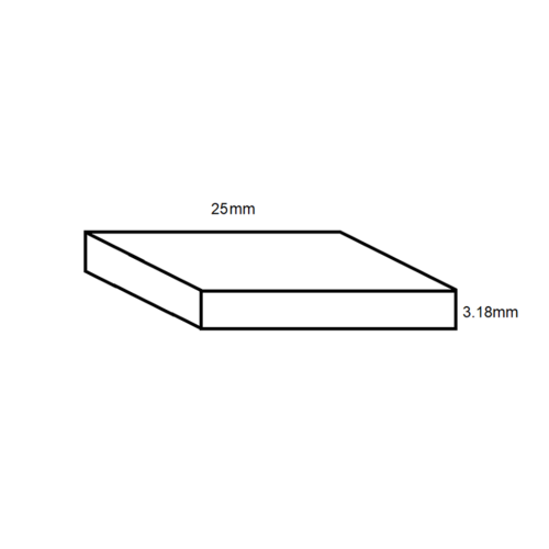 Aluminium Flat Bar- 25mm x 3.18mm- Length 4000mm