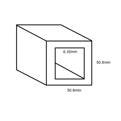 Aluminium Square Box Section- 50.8mm x 6.35mm- Length 4000mm