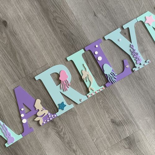 Personalised Mermaid Name Letters – Girls Bedroom & Nursery Wall Decor