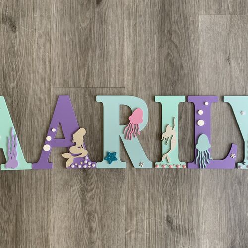Personalised Mermaid Name Letters – Girls Bedroom & Nursery Wall Decor