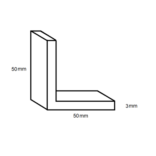 Aluminium Equal Angle- 50mm x 50mm x 3mm- Length 4000mm