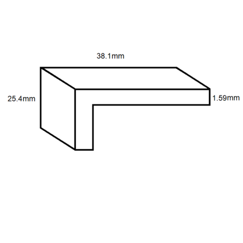 Aluminium Unequal Angle- 38.1mm x 25.4mm x 1.59mm- Length 4000mm