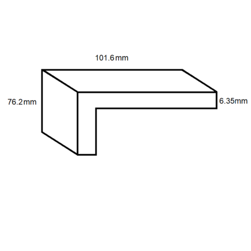 Aluminium Unequal Angle- 101.6mm x 76.2mm x 6.35mm- Length 4000mm