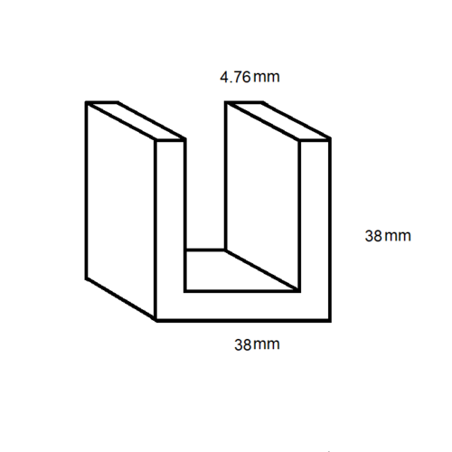 Aluminium U Channel (28.48mm internal)- 38mm x 30mm x 4.76mm- Length 5000mm