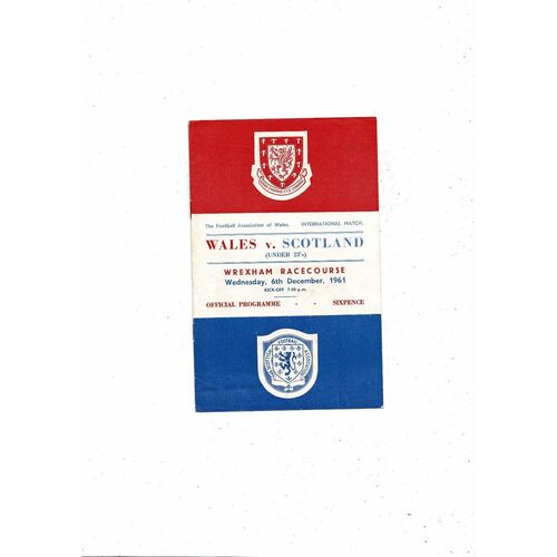 1961 Wales v Scotland U23 International Football Programme @ Wrexham