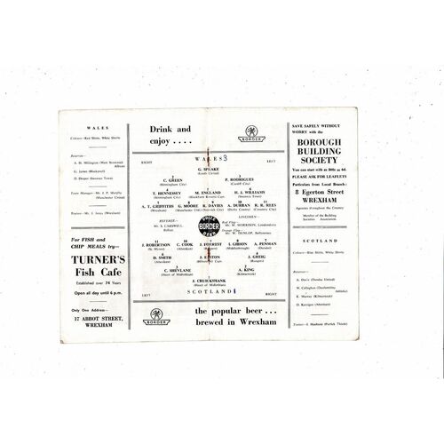 1963 Wales v Scotland U23 International Football Programme @ Wrexham