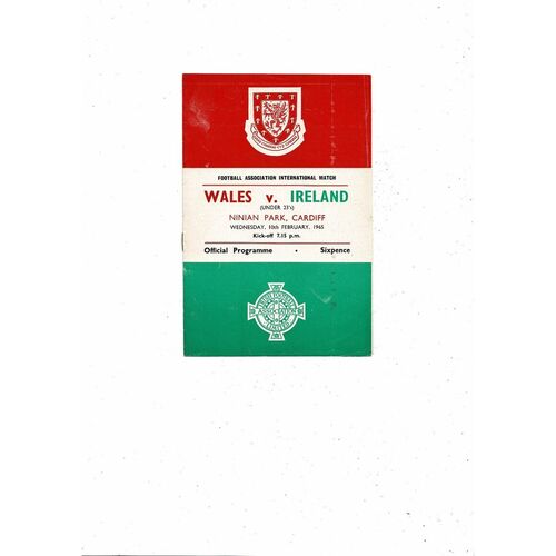 1965 Wales v Ireland U23 International Football Programme @ Cardiff City