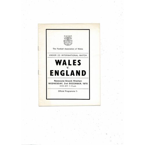 1970 Wales v England U23 International Football Programme @ Wrexham