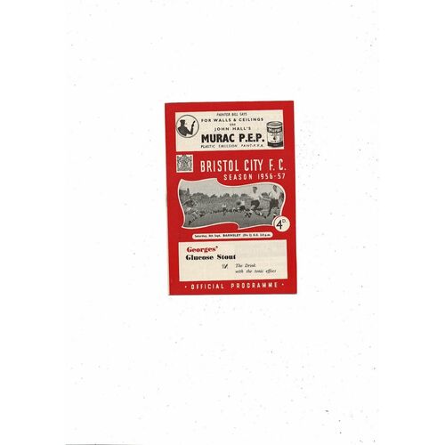 1956/57 Bristol City v Barnsley Football Programme