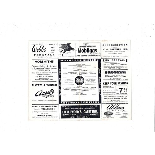 1956 Wales v Ireland International Football Programme @ Cardiff City