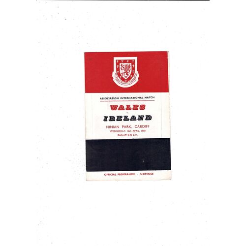 1958 Wales v Ireland International Football Programme @ Cardiff City