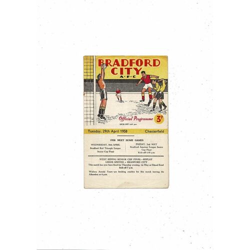 1957/58 Bradford City v Chesterfield Football Programme