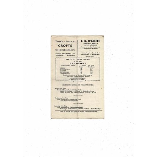 1957/58 Bradford City v Chesterfield Football Programme