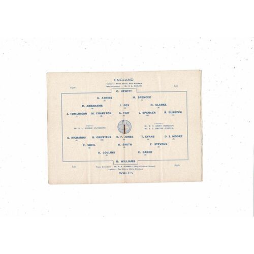 1952 England v Wales Youth International Football Programme @ Plymouth - Pirate