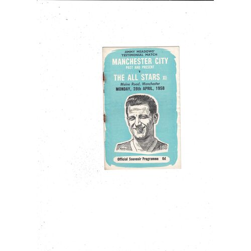Manchester City v All Stars Jimmy Meadows Testimonial Football Programme 1957/58