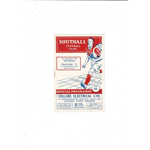 Southall v Edgware Town FA Cup Football Programme 1957/58